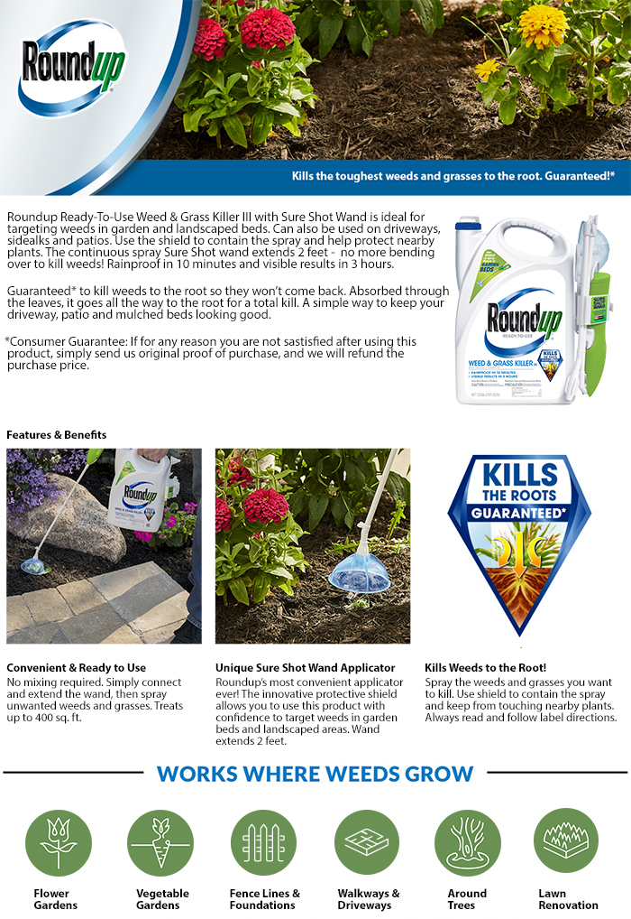 Roundup ReadytoUse Weed and Grass Killer with Sure Shot Wand